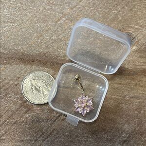 Elegant Pink Flower Belly Button Ring